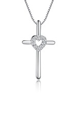 small catchy silver heart cross baby necklace